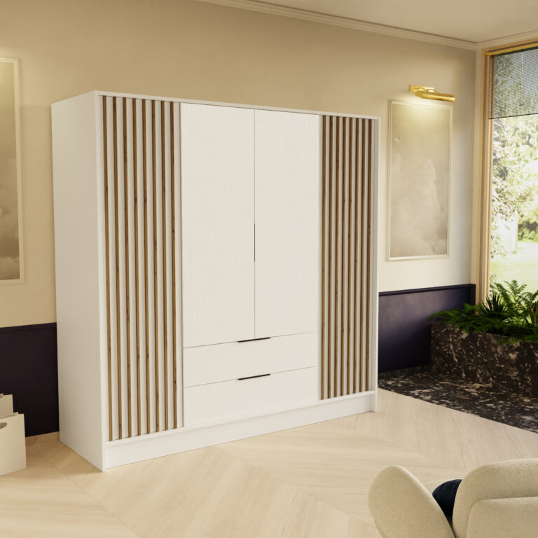 Szafa Nero z lamelami 200 cm - Biały - Arton