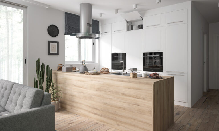 Meble Kuchenne Quantum Dust Grey/Biały - Fronty Frez MDF Mat - 16 mm - Extom