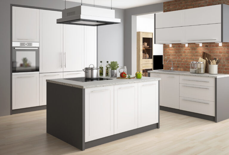 Meble Kuchenne Quantum Biały Mat - Fronty Frez MDF Mat - 16 mm - Extom