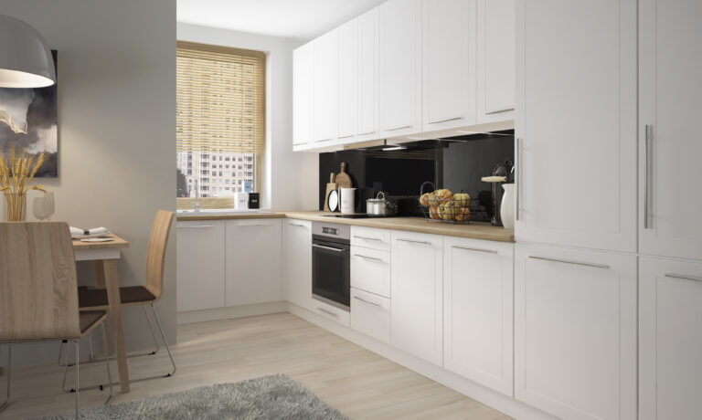 Meble Kuchenne Quantum Biały Mat - Fronty Frez MDF Mat - 16 mm - Extom