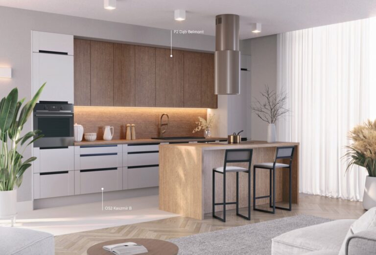 Meble Kuchenne KamMono OS 2 Kaszmir B/ OS 2 Dąb Belmont 360 cm
