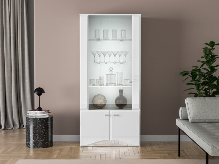 Witryna szklana Glamour 01 - Biały Połysk / Biały - ML Meble