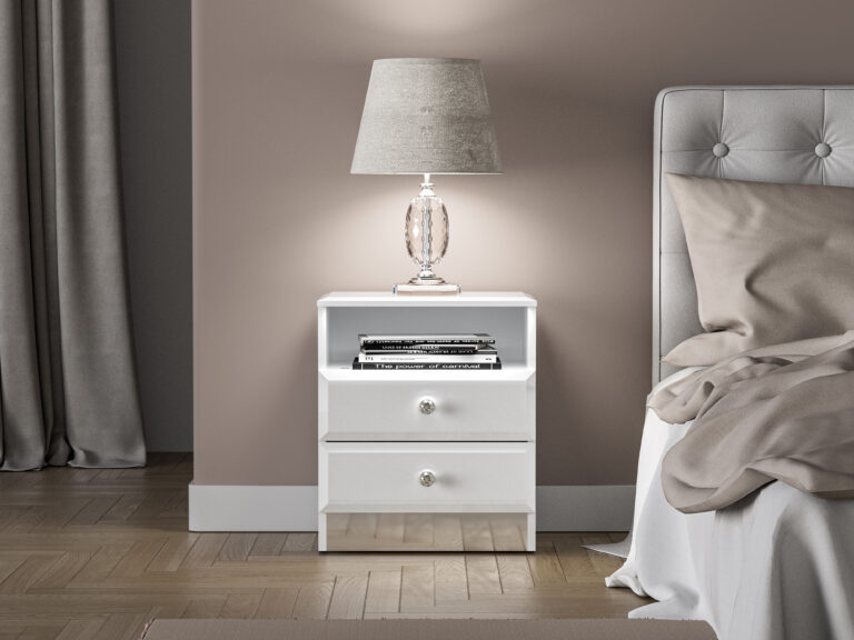 Szafka nocna 04 Glamour - Biały Połysk / Biały - ML Meble