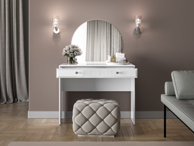 Toaletka 05 Glamour - Biały Połysk / Biały - ML Meble