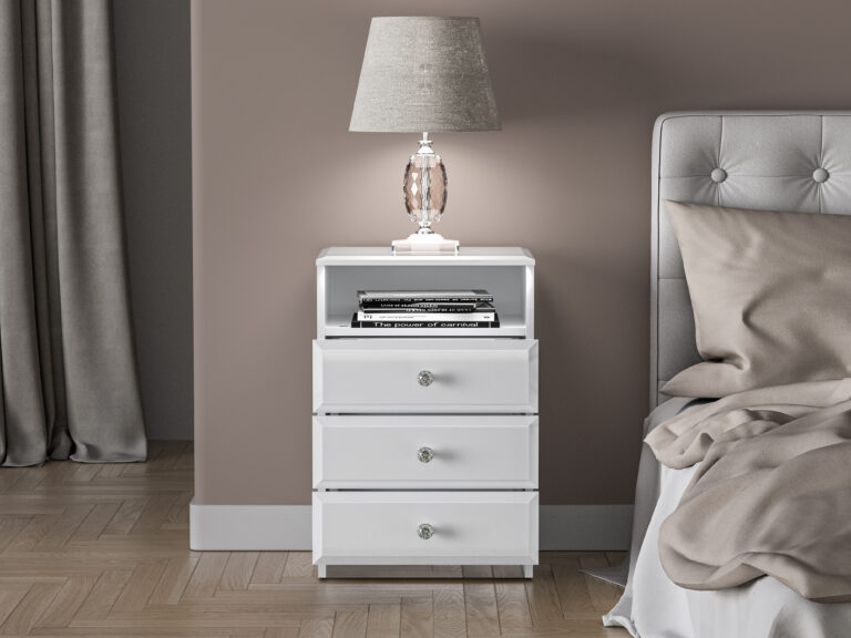 Szafka nocna 07 Glamour - Biały Połysk / Biały - ML Meble