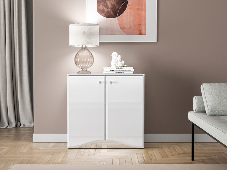 Komoda 09 Glamour - Biały Połysk / Biały - ML Meble