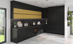 Meble Kuchenne Velden Akryl Czarny/Złoty Super Mat - 19 mm