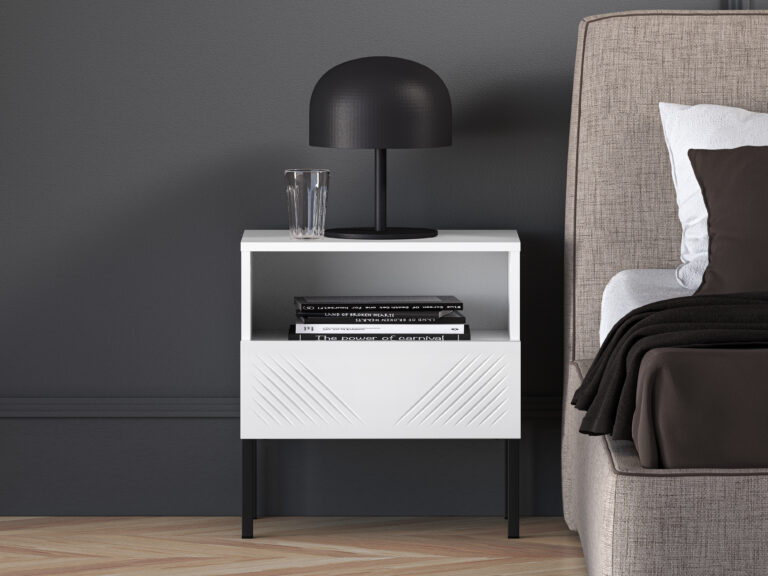 Szafka nocna 05 Noga - Biały / MDF Biały Mat - ML Meble