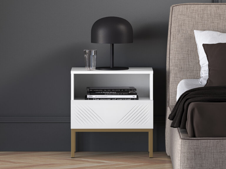 Szafka nocna Clearing 05 Podstawa - Biały / MDF Biały Mat - ML Meble