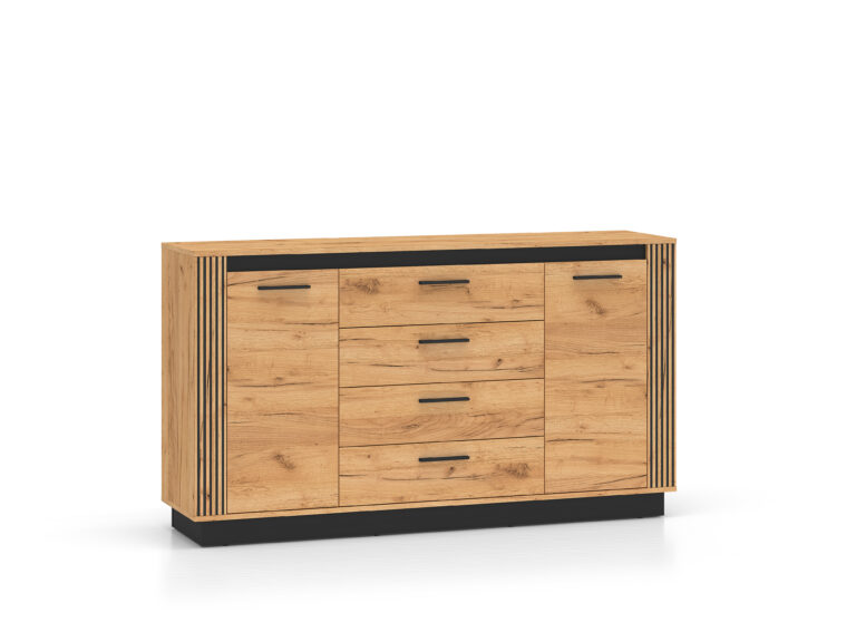 Komoda Urso 06 - Dąb Craft Złoty / Czarny