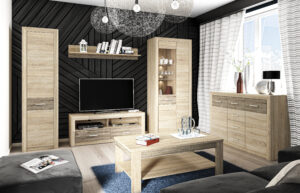 Zestaw mebli Castel - Dąb Sonoma Jasna / MDF Dąb Sonoma Truflowa - ML Meble