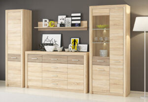 Zestaw mebli Castel - Dąb Sonoma Jasna / MDF Dąb Sonoma Truflowa - ML Meble