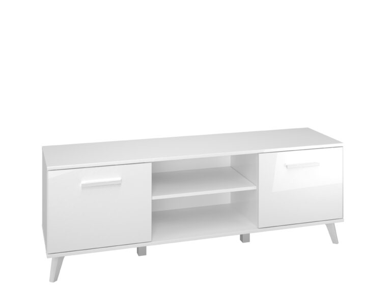 Szafka RTV Secco 1140601 - Biały / Biały Połysk - ML Meble
