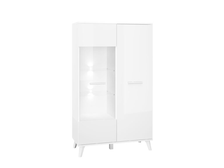 Witryna Secco 1140801 - Biały / Biały Połysk - ML Meble