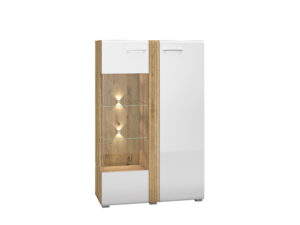 Witryna Adagio 03L - Dąb Castello / MDF Biały Połysk - ML Meble
