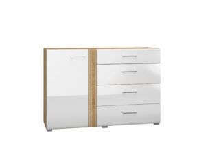 Komoda Adagio 04 - Dąb Castello / MDF Biały Połysk - ML Meble