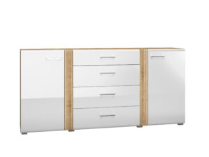 Komoda Adagio 06 - Dąb Castello / MDF Biały Połysk - ML Meble