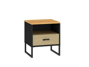 Szafka nocna Colt 08 - Dąb Craft Złoty / Czarny / Stal Premium - ML Meble