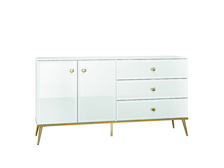 Komoda Goldin 04 - Biały / MDF Biały Połysk - ML Meble