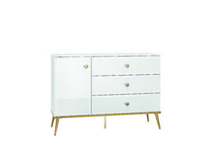 Komoda Goldin 05 - Biały / MDF Biały Połysk - ML Meble