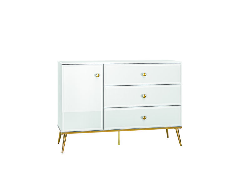 Komoda Goldin 05 - Biały / MDF Biały Połysk - ML Meble