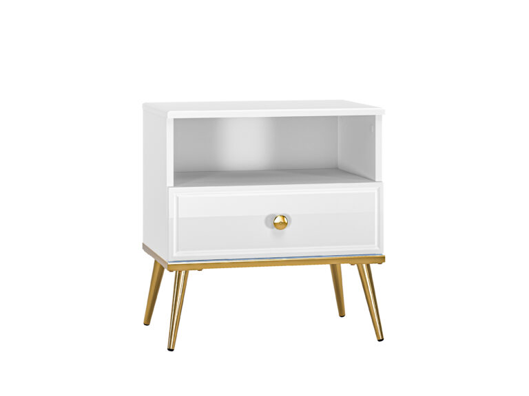 Szafka nocna Goldin 07 - Biały / MDF Biały Połysk - ML Meble