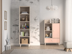 Meble młodzieżowe Mevel Regał 03 + Komoda 04 - Piasek Pustyni / Millenial Pink - ML Meble