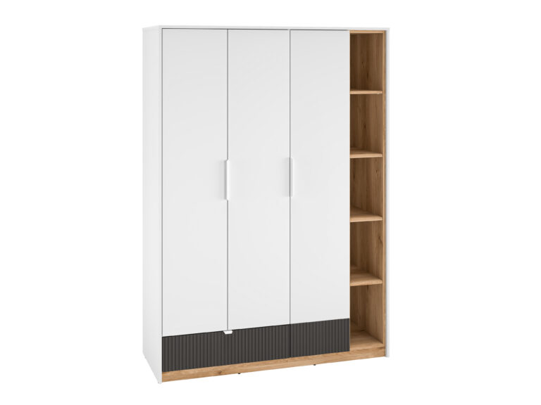 Szafa Torino 01 - Biały / MDF Grafit Mat / Dąb Castello - ML Meble