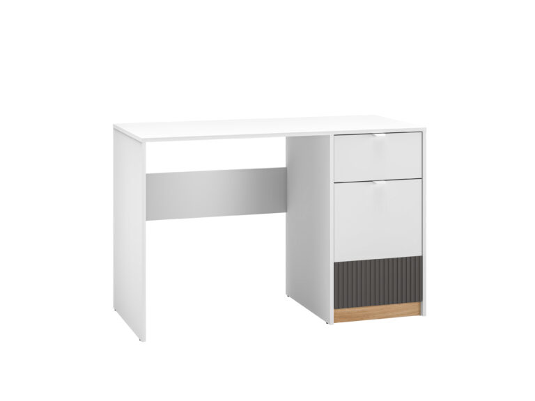 Biurko Torino 08 - Biały / MDF Grafit Mat / Dąb Castello - ML Meble