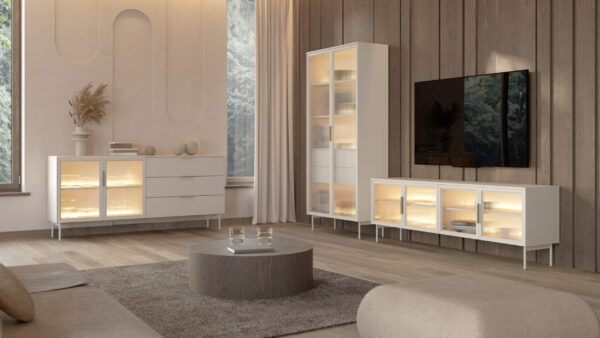 Zestaw mebli do salonu Lumi + LED - Kaszmir - Laski