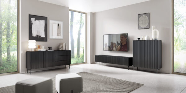 Zestaw mebli do salonu Muti - Czarny - Laski