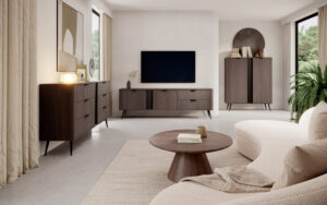 Zestaw mebli do salonu Veris - Dąb Dunin / Czarny - Laski