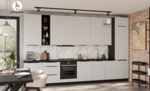 Meble Kuchenne Aria - Białe / Czarne + Blat