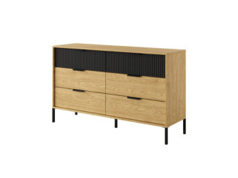 Komoda Baltic 138 6S - Dąb Baltic / Czarny