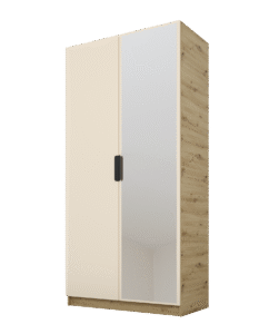 Szafa Cynthia 2D 100 cm 1 Lustro - Mink Beż / Dąb Artisan