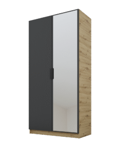 Szafa Cynthia 2D 100 cm 1 Lustro - Grafit / Dąb Artisan