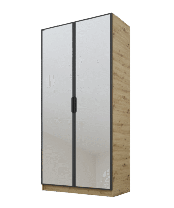 Szafa Cynthia 2D 100 cm 2 Lustra - Grafit / Dąb Artisan