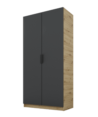 Szafa Cynthia 2D 100 cm - Grafit / Dąb Artisan