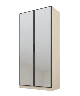 Szafa Cynthia 2D 100 cm 2 Lustra - Grafit / Mink Beż