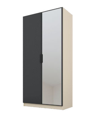 Szafa Cynthia 2D 100 cm 1 Lustro - Grafit / Mink Beż
