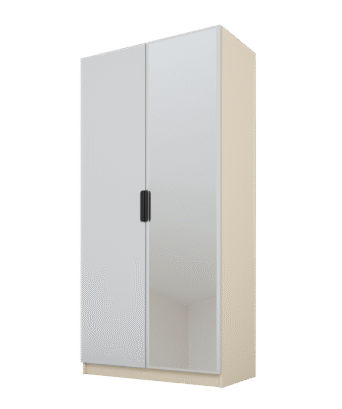 Szafa Cynthia 2D 100 cm 1 Lustro - Szary / Mink Beż