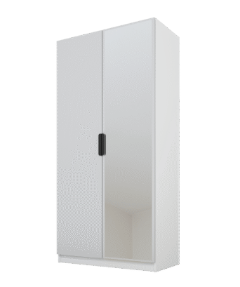 Szafa Cynthia 2D 100 cm 1 Lustro - Szary / Biały