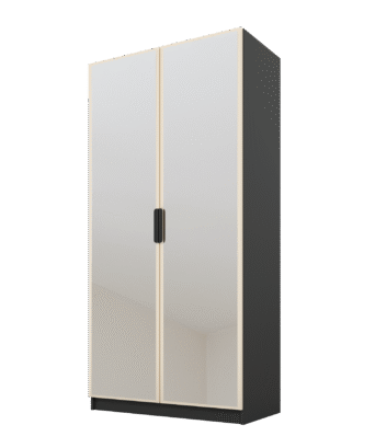 Szafa Cynthia 2D 100 cm 2 Lustra - Mink Beż / Grafit