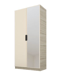 Szafa Cynthia 2D 100 cm 1 Lustro - Mink Beż / Dąb Sonoma