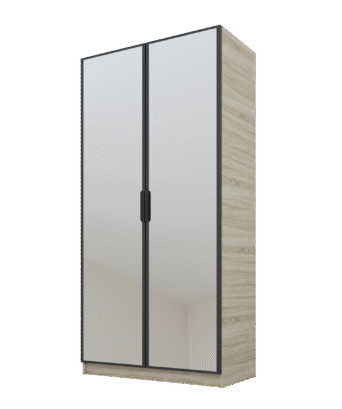 Szafa Cynthia 2D 100 cm 2 Lustra - Grafit / Dąb Sonoma