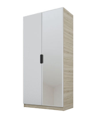 Szafa Cynthia 2D 100 cm 1 Lustro - Szary / Dąb Sonoma