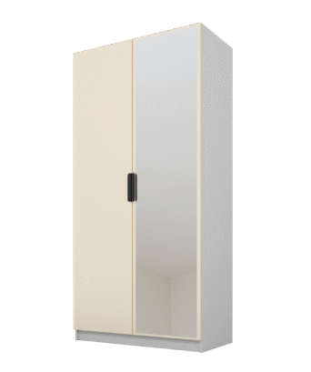 Szafa Cynthia 2D 100 cm 1 Lustro - Mink Beż / Szary