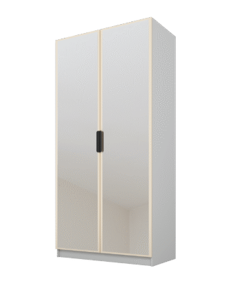 Szafa Cynthia 2D 100 cm 2 Lustra - Mink Beż / Szary