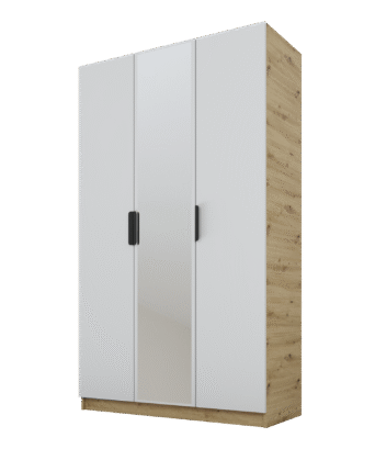 Szafa Cynthia 3D 120 cm 1 Lustro - Szary / Dąb Artisan