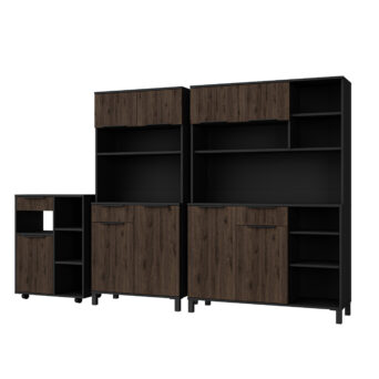 Bufet Zestaw Kuchenny Monza Orzech Okapi 120 cm, 80 cm + Wózek 70 cm + Blaty